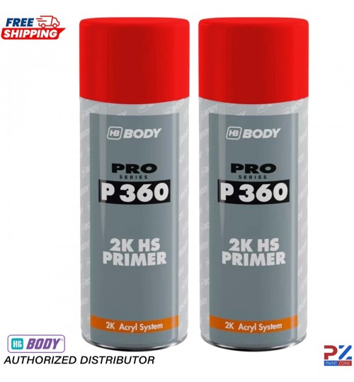 2x HB Body P360 2K HS Red Primer Spray 400ml – Automotive High Build Aerosol